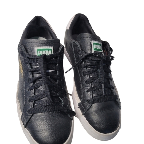 𝅺MEN'S Black Match 74 Leather Sneakers US 7 - Picture 3 of 14